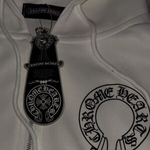 Chrome Hearts White Zip-Up with Black Accents